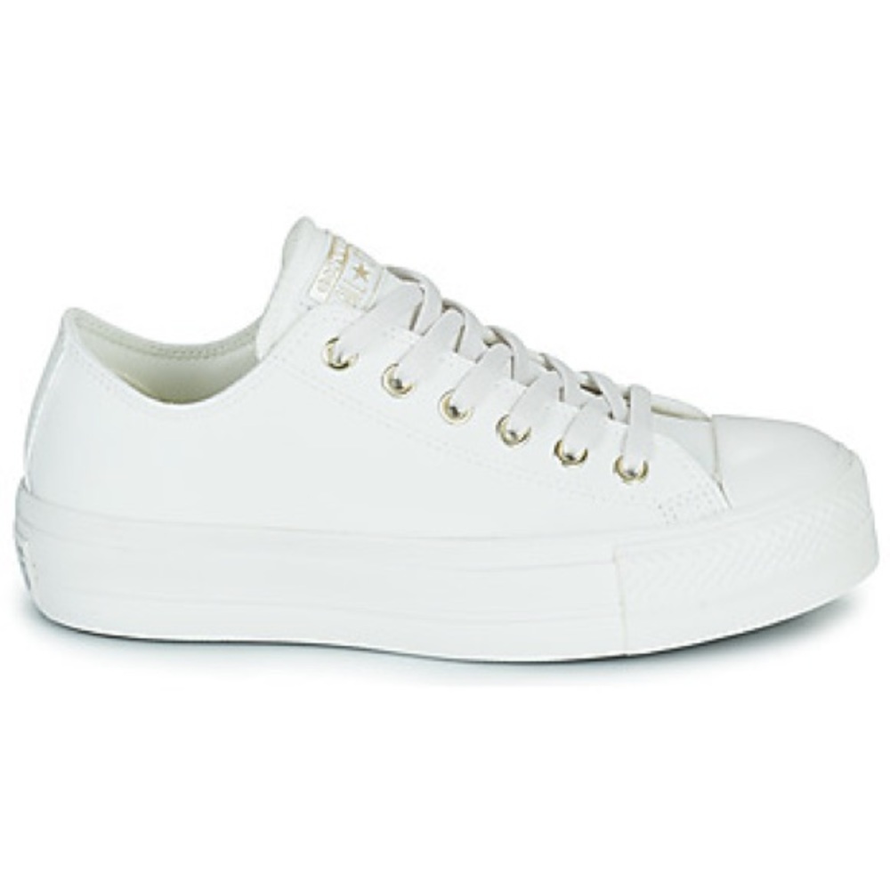 White leather platform converse